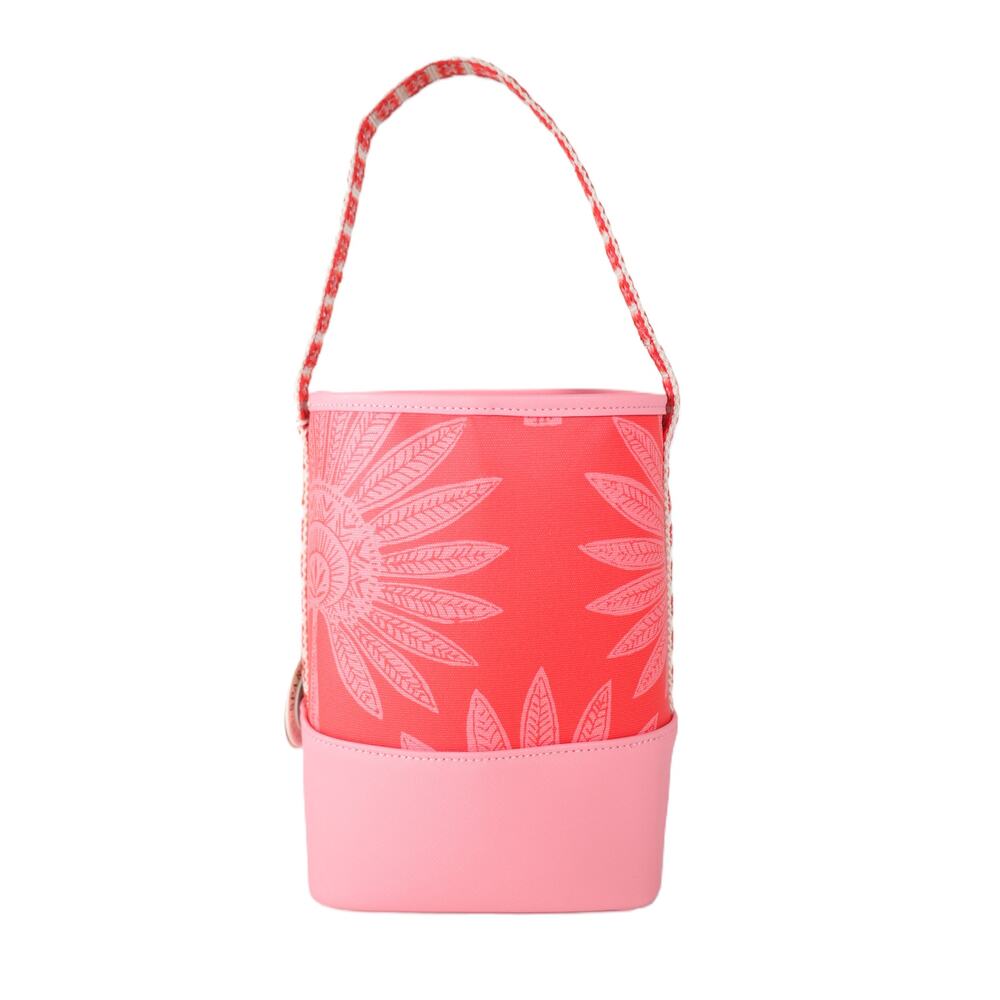Spartina 449 Double Wine Caddy Coastal Tote Bag - Palmetto Frond Pink Print-NWT - Picture 4 of 7